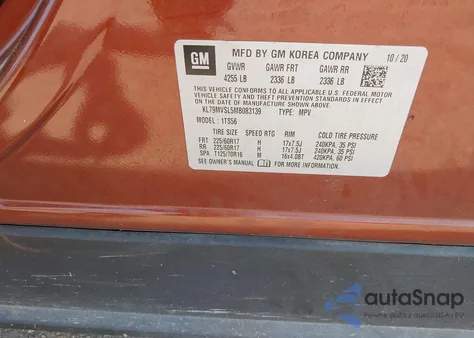 2021 Chevrolet Trailblazer Fwd Activ from USA, damaged, VIN KL79MVSL5MB083139